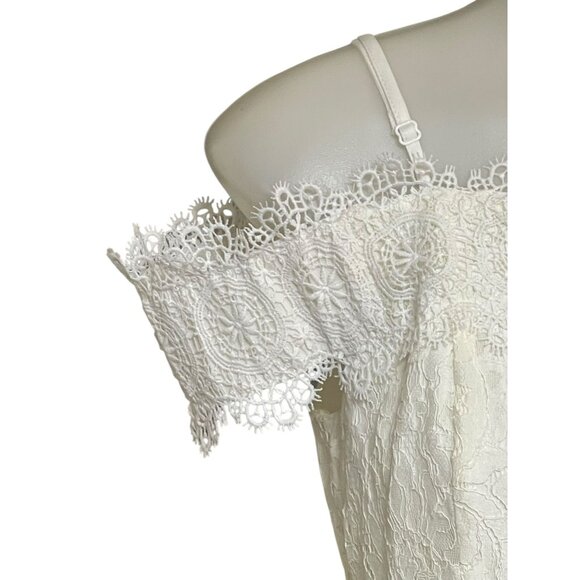 Francescas White Off-The-Shoulder Lace Dress Size Small - Picture 14 of 15